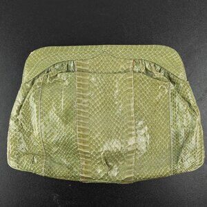 Vintage Barbara Bolan Sage Green Snakeskin Embossed Clutch
